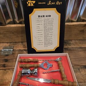 Vtg Unused Deluxe Bar Set 6 Pc In Box